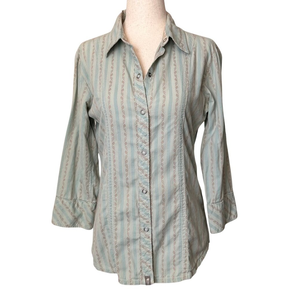 The North Face Women's Roll Snap 3/4 Sleeve Shirt - Small - Mint Green